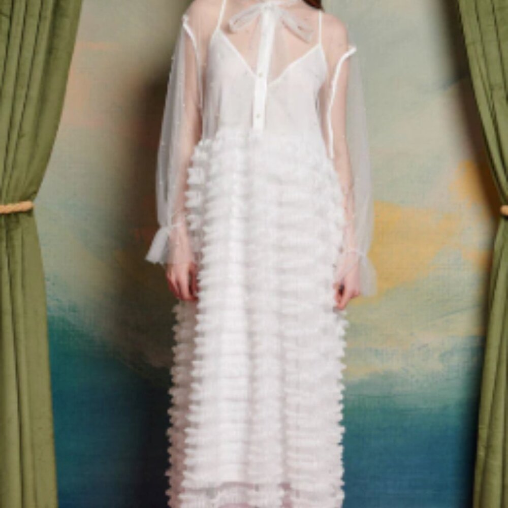 LAKESIDE PEARL LACE MAXI DRESS - PEARL WHITE / M